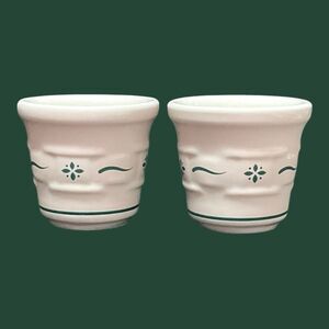Longaberger Pottery Woven Traditions Heritage Green Lot of 2 VOTIVE CUPS